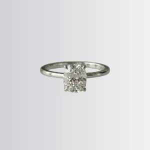 Lab Diamond Cushion Elongated Solitaire Engagement Ring