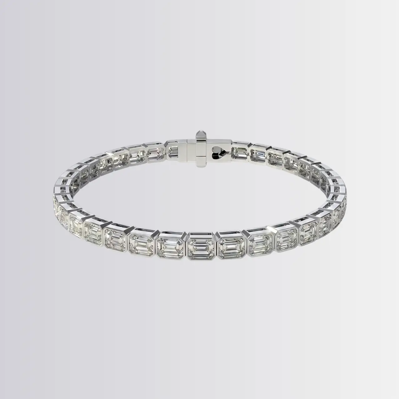 Lab Diamond Emerald Half Bezel Tennis Bracelet