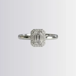 Lab Diamond Emerald Halo Engagement Ring