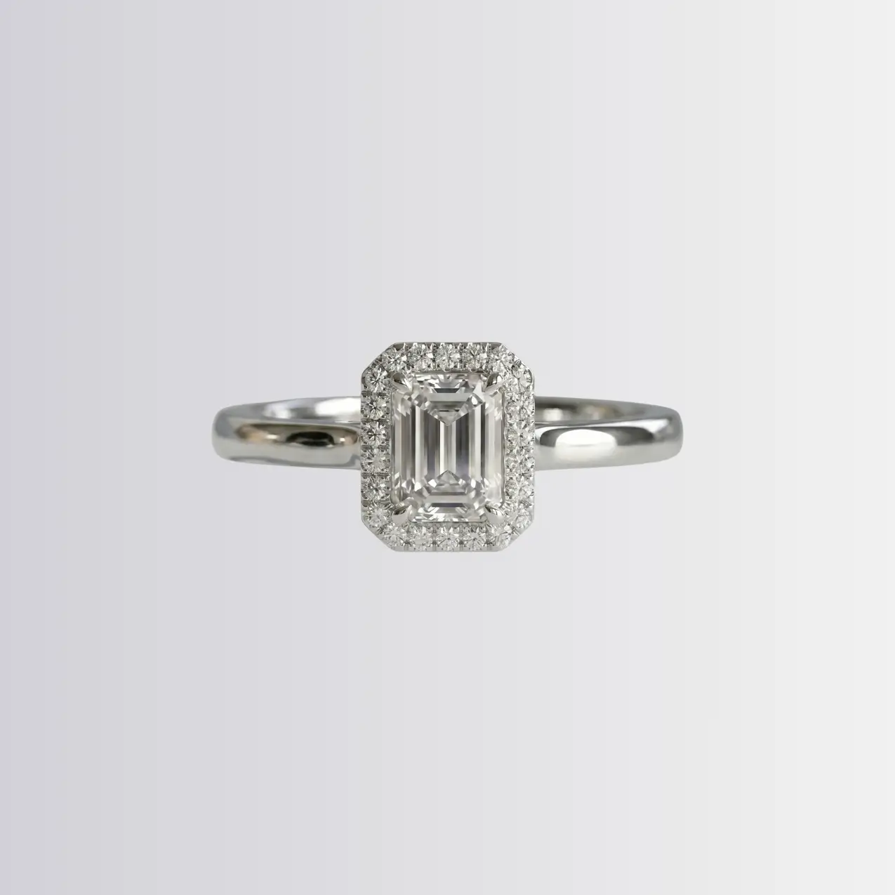 Lab Diamond Emerald Halo Engagement Ring