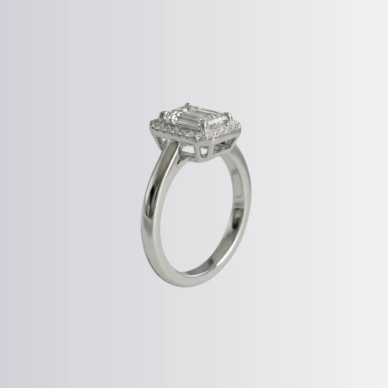 Lab Diamond Emerald Halo Engagement Ring - Image 2