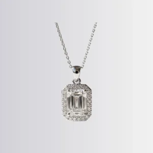 Lab Diamond Emerald Halo Pendant