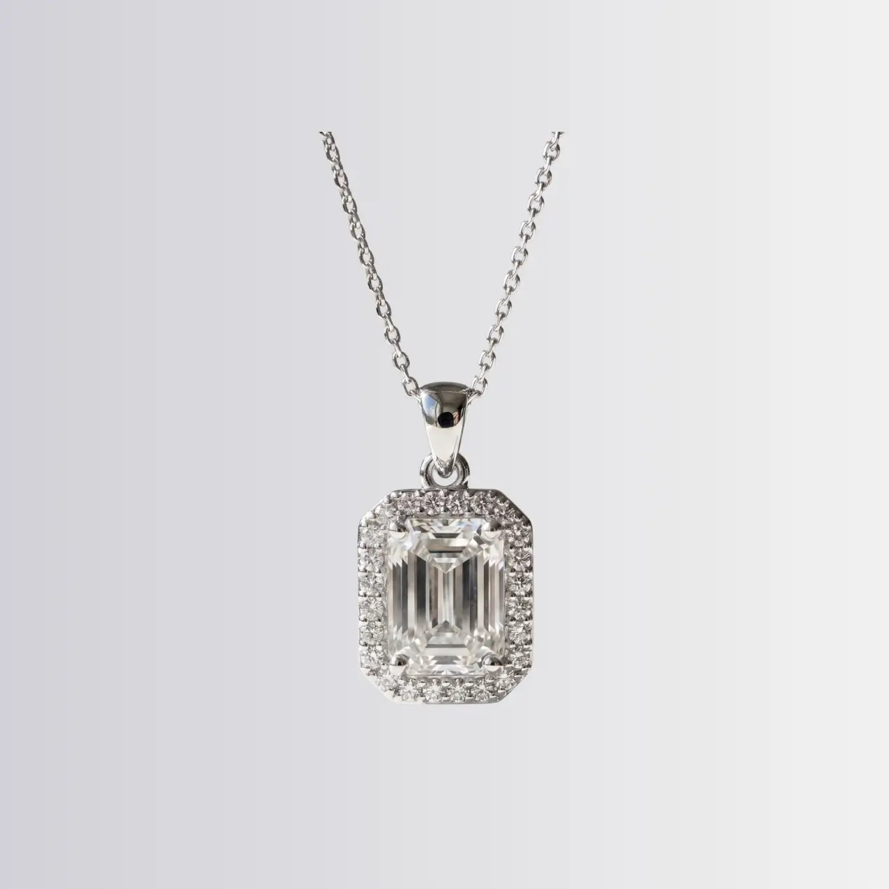 Lab Diamond Emerald Halo Pendant