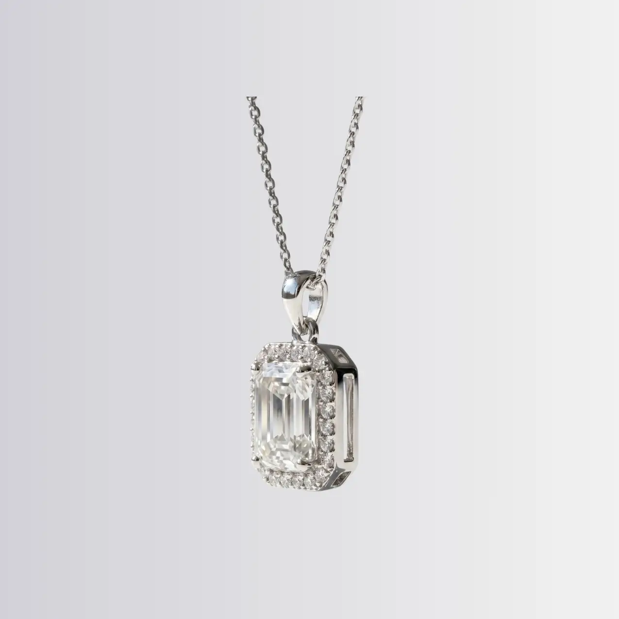 Lab Diamond Emerald Halo Pendant - Image 2