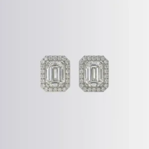 Lab Diamond Emerald Halo Studs