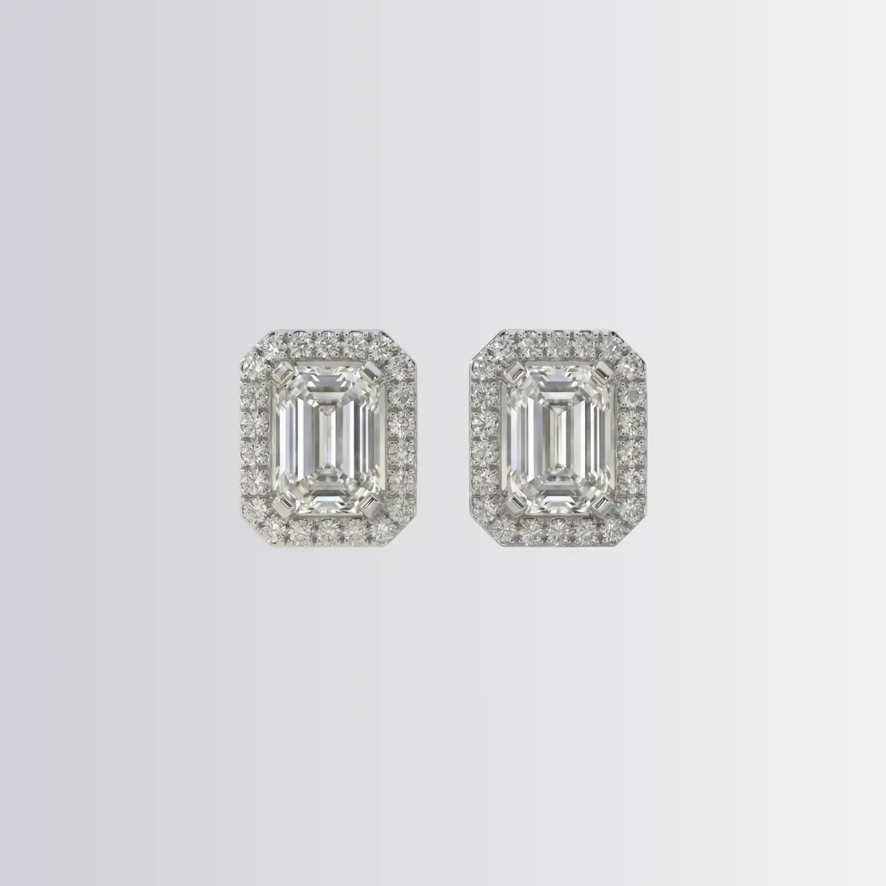 Lab Diamond Emerald Halo Studs
