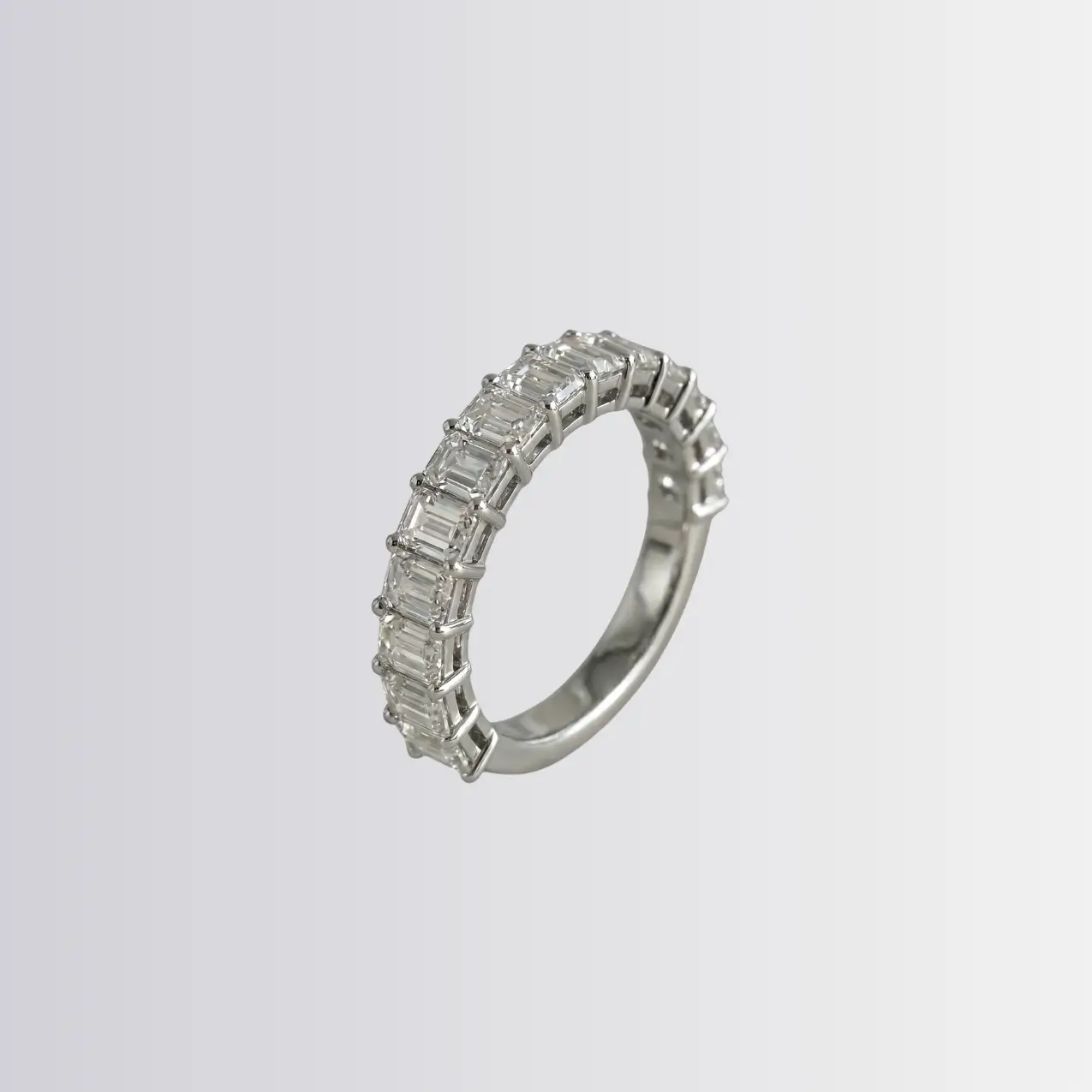 Lab Diamond Emerald Partial Eternity Ring - Image 2