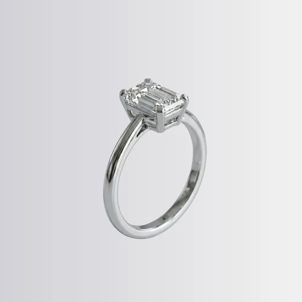 Emerald Solitaire Engagement Ring - Image 2