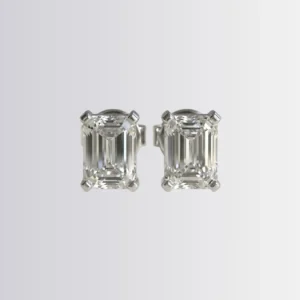 Lab Diamond Emerald Solitaire Studs