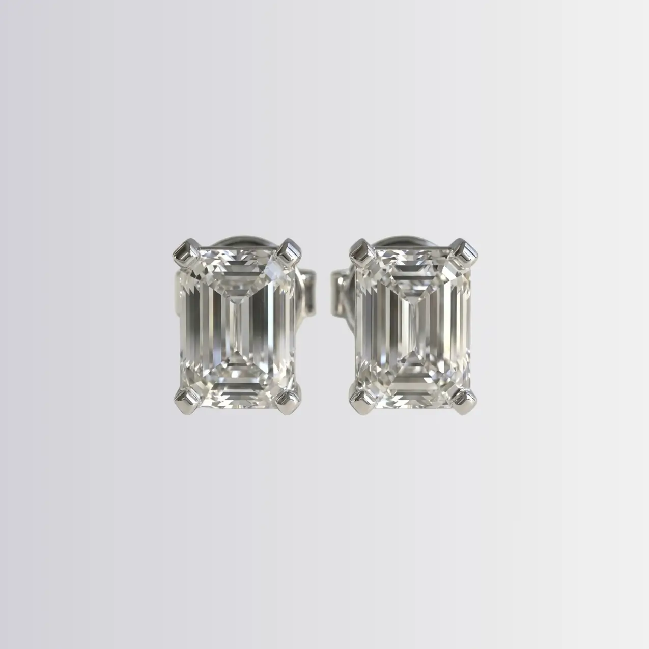 Lab Diamond Emerald Solitaire Studs