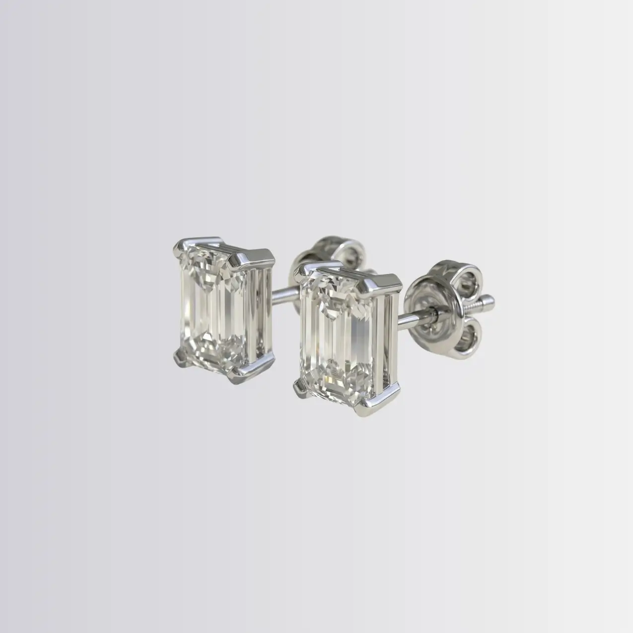 Lab Diamond Emerald Solitaire Studs - Image 2