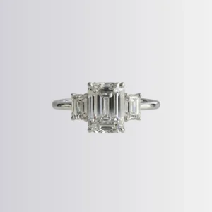 Lab Diamond Emerald Trilogy - Emerald Engagement Ring