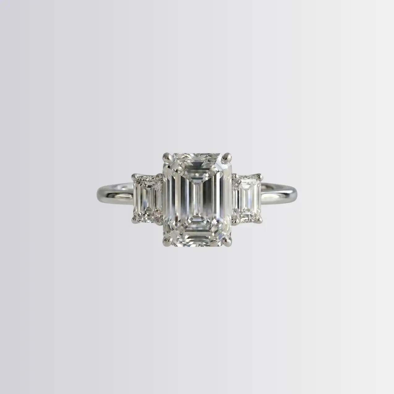 Lab Diamond Emerald Trilogy - Emerald Engagement Ring