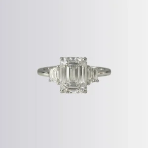 Lab Diamond Emerald Trilogy - Trapezoid  Engagement Ring