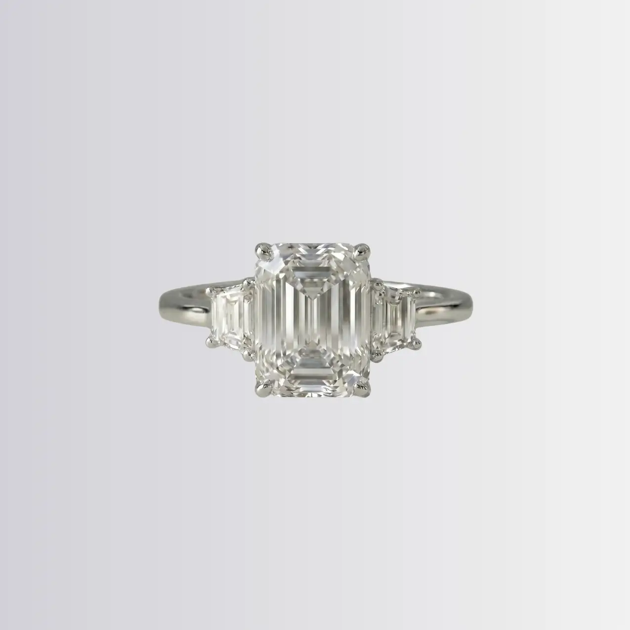 Lab Diamond Emerald Trilogy - Trapezoid Engagement Ring