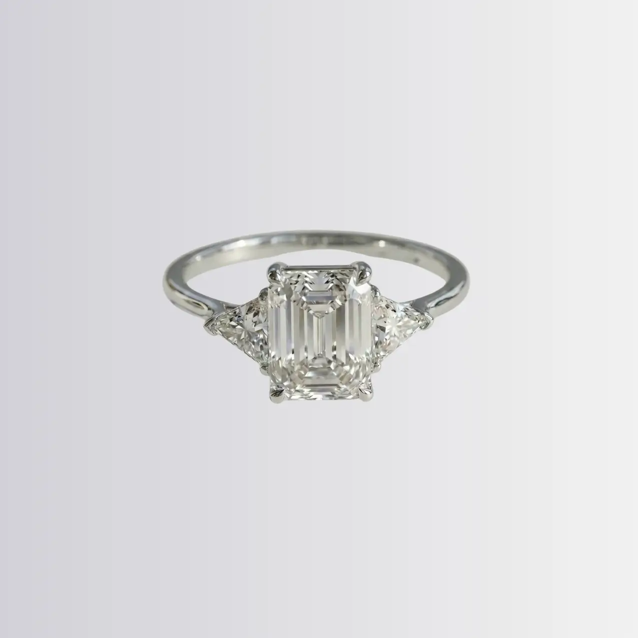Lab Diamond Emerald Trilogy - Trillion Engagement Ring