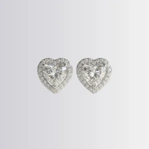 Lab Diamond Heart Halo Studs
