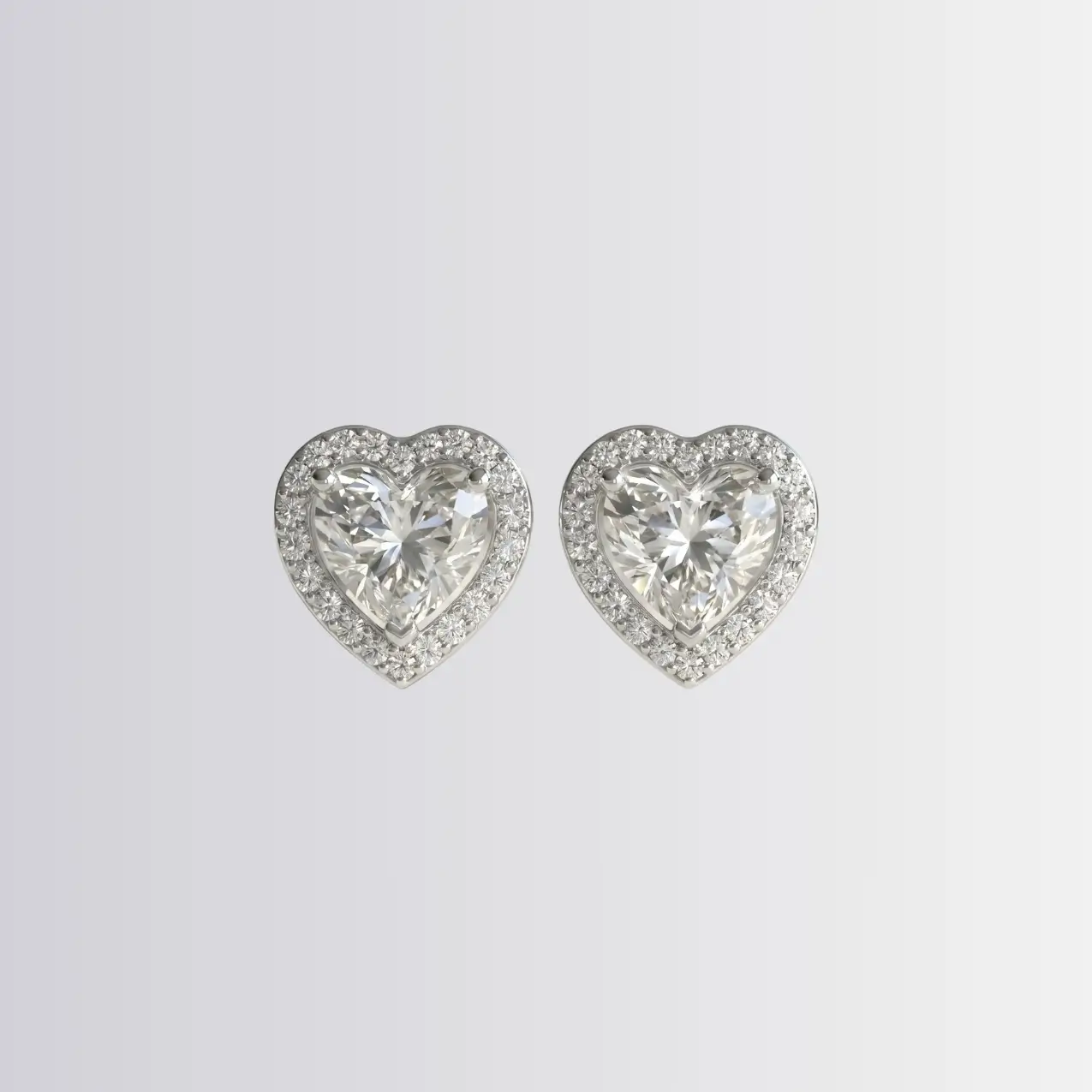 Lab Diamond Heart Halo Studs