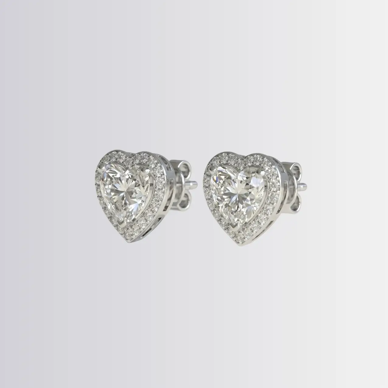 Lab Diamond Heart Halo Studs - Image 2