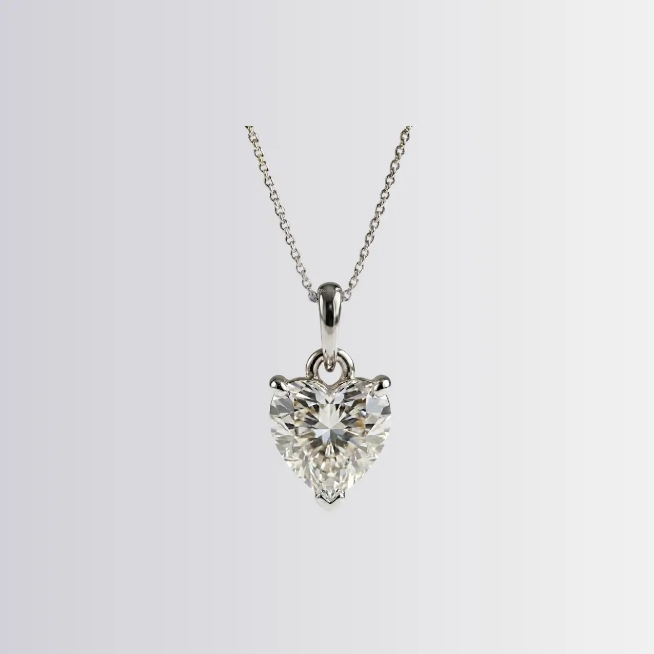 Lab Diamond Heart Solitaire Pendant