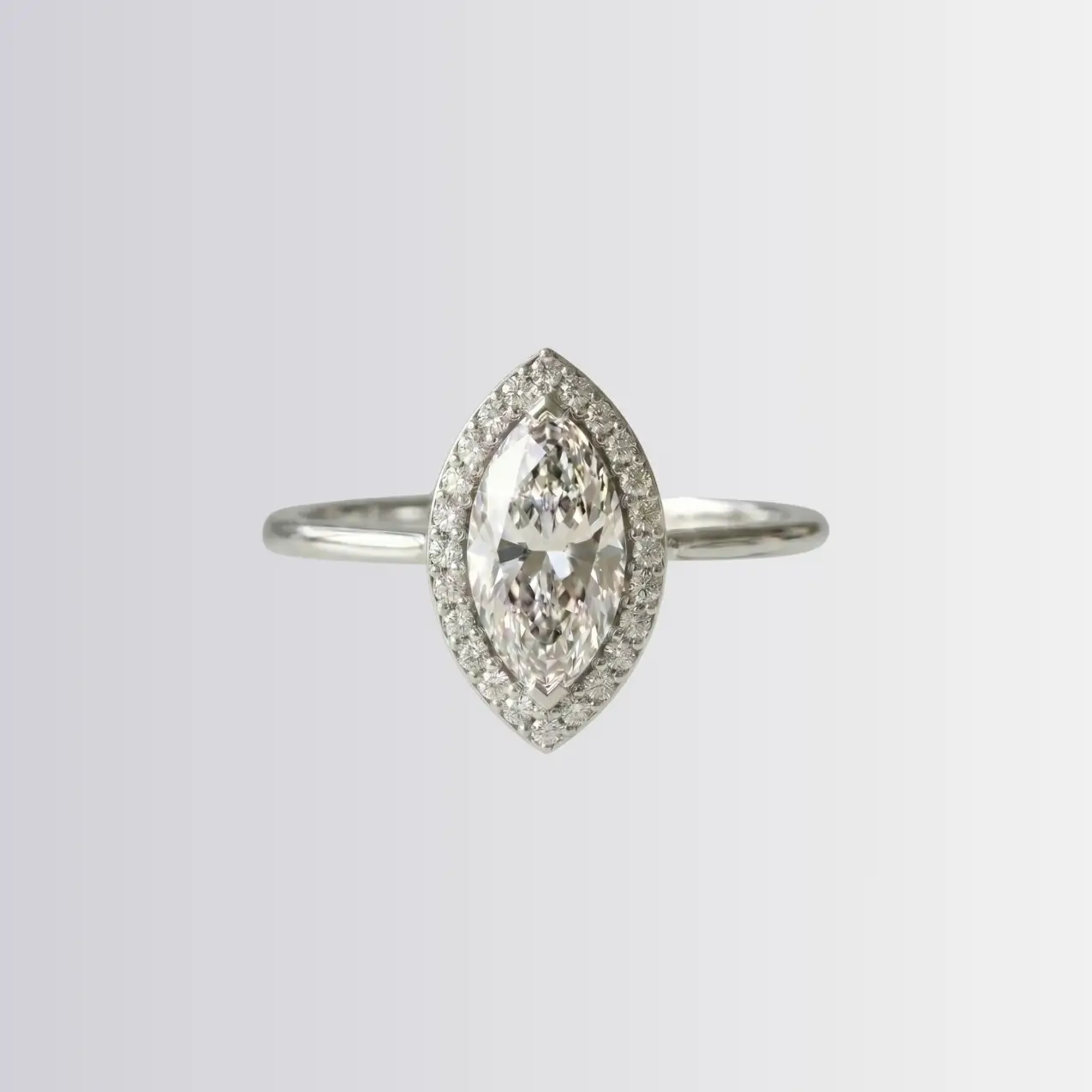 Lab Diamond Marquise Halo Engagement Ring