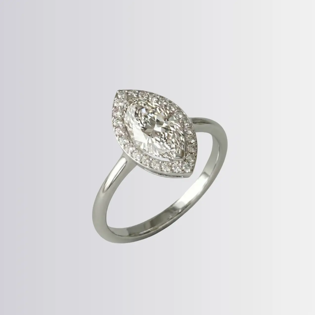 Lab Diamond Marquise Halo Engagement Ring - Image 2