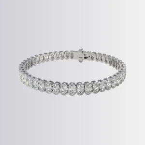 Lab Diamond Oval Bezel Tennis Bracelet