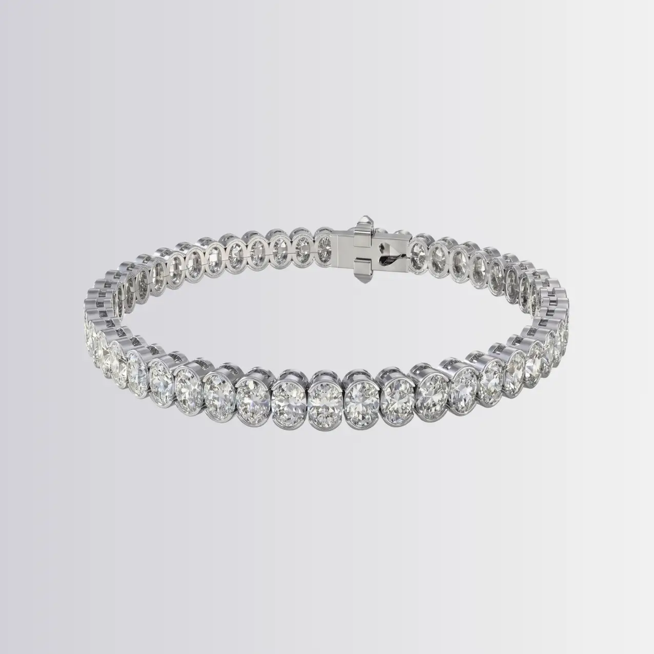 Lab Diamond Oval Bezel Tennis Bracelet