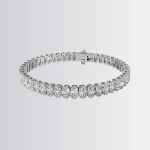 Lab Diamond Oval Half Bezel Tennis Bracelet