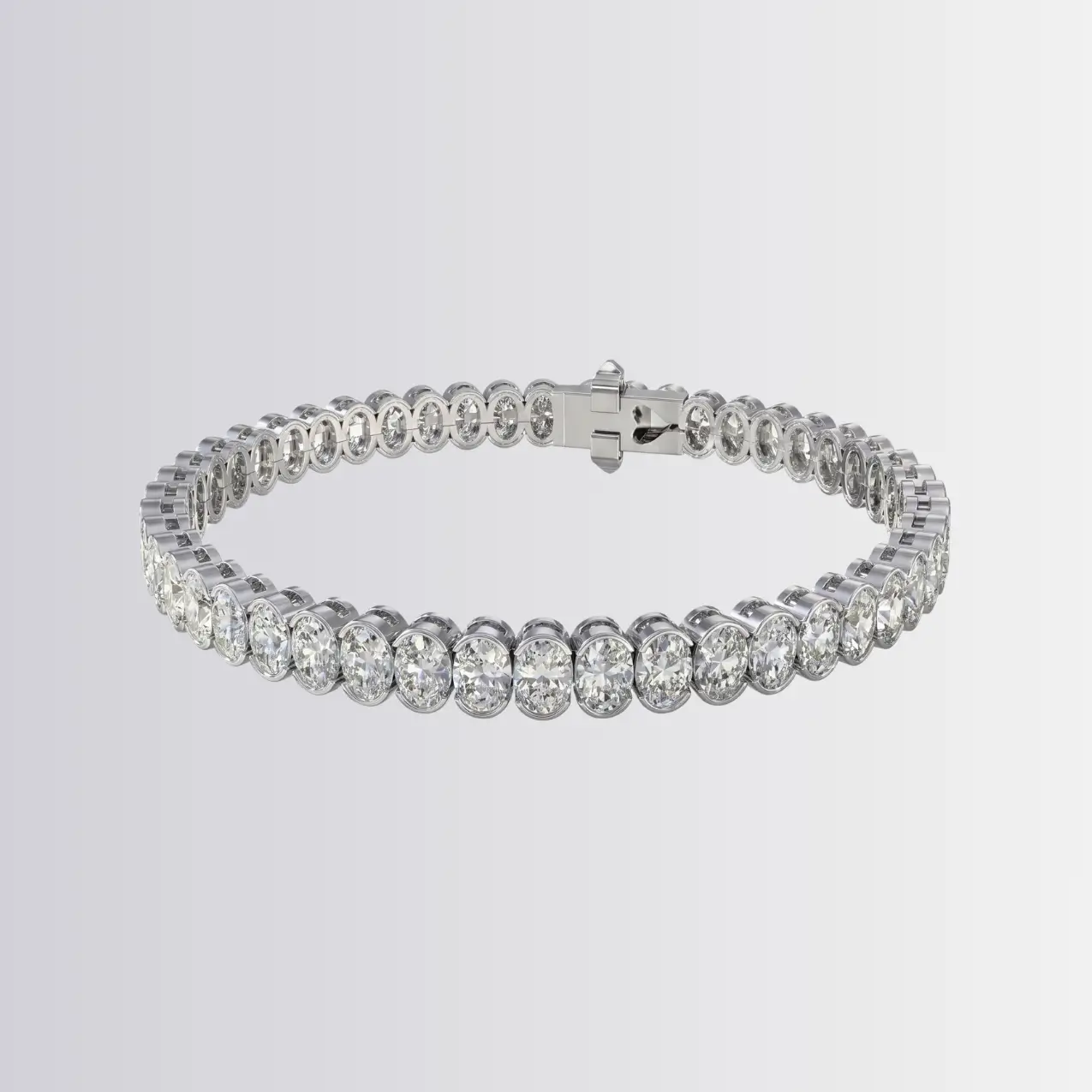 Lab Diamond Oval Half Bezel Tennis Bracelet
