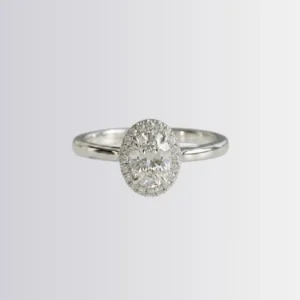 Lab Diamond Oval Halo Engagement Ring