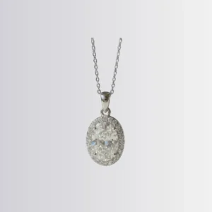 Lab Diamond Oval Halo Pendant