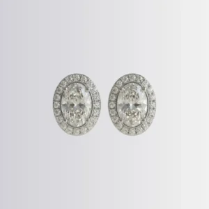 Lab Diamond Oval Halo Studs