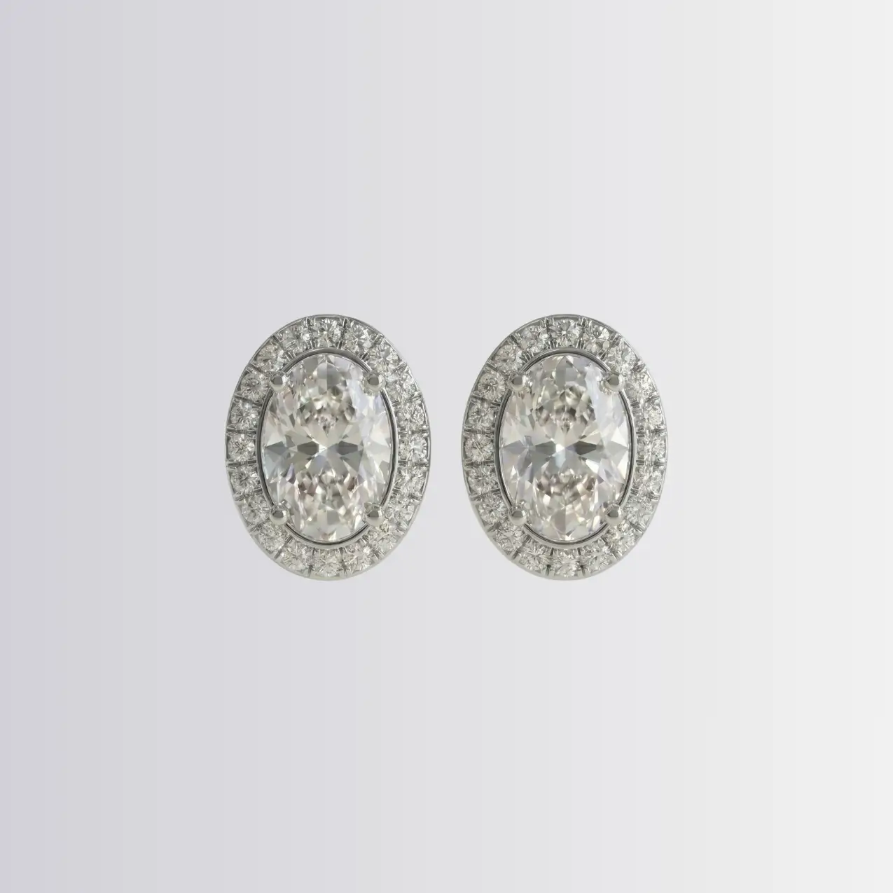 Lab Diamond Oval Halo Studs