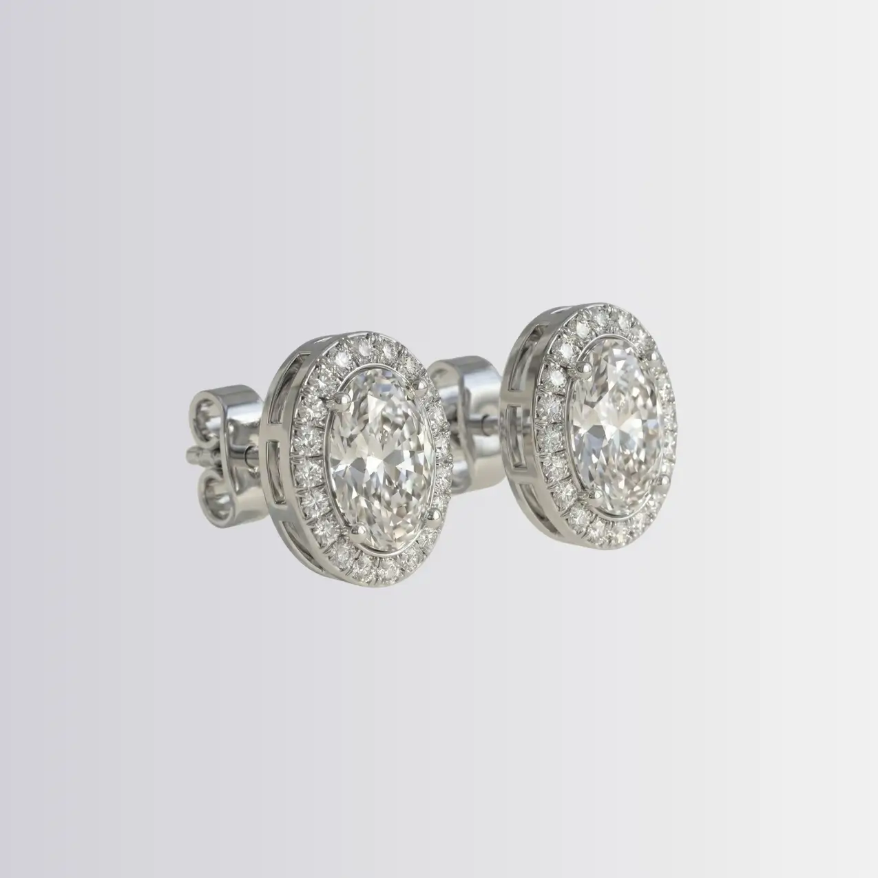 Lab Diamond Oval Halo Studs - Image 2