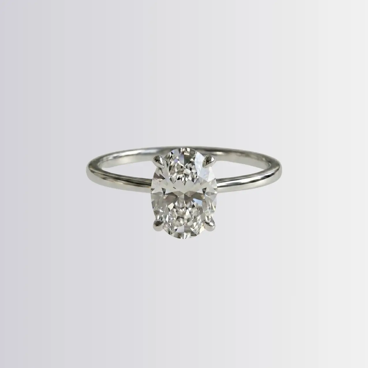 Lab Diamond Oval Solitaire Engagement Ring