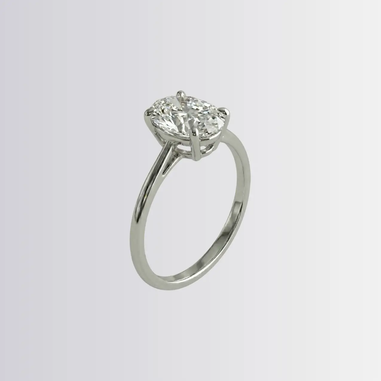 Lab Diamond Oval Solitaire Engagement Ring - Image 2
