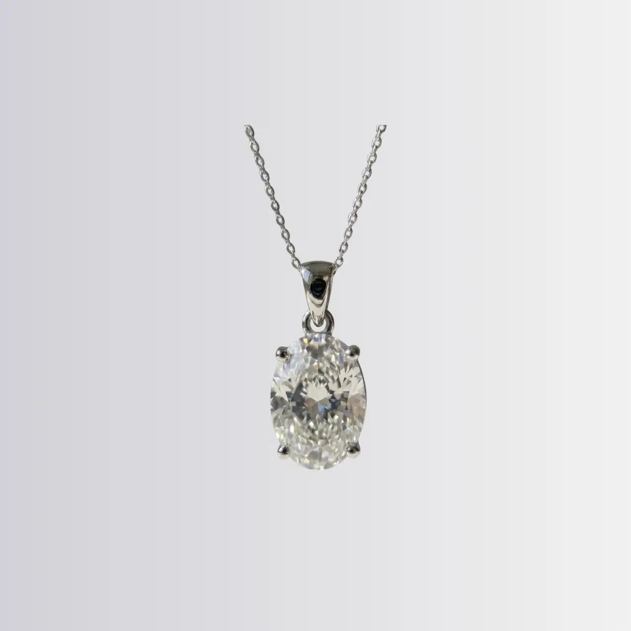 Lab Diamond Oval Solitaire Pendant