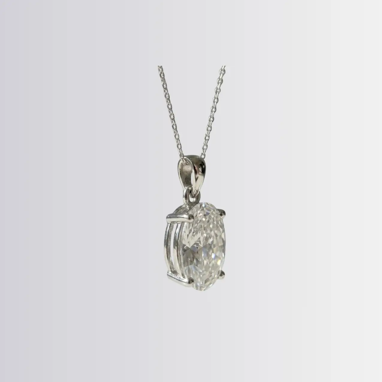 Lab Diamond Oval Solitaire Pendant - Image 2