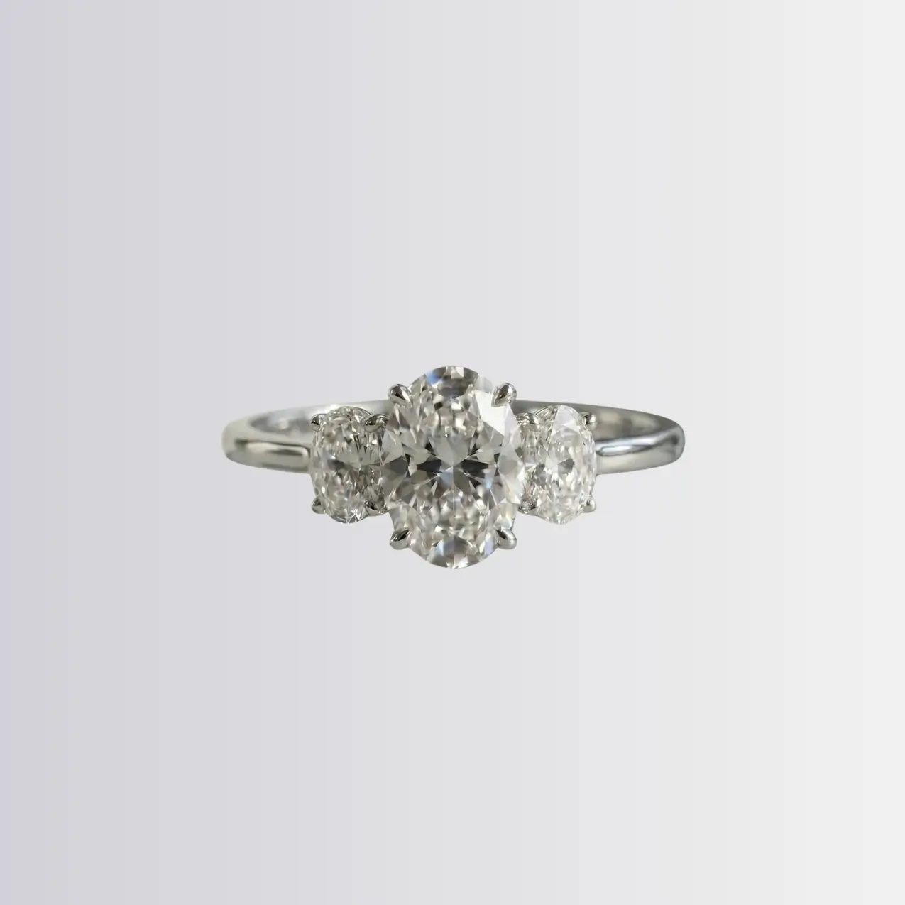 Lab Diamond Oval Trilogy - Oval Engagement Ring