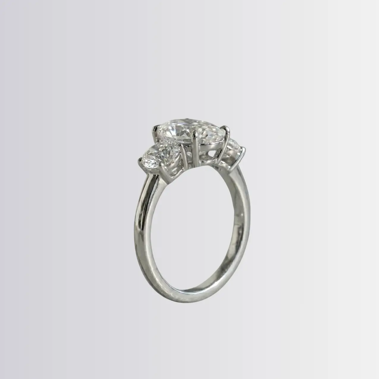 Lab Diamond Oval Trilogy - Oval Engagement Ring - Image 2