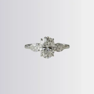 Lab Diamond Oval Trilogy - Pear Engagement Ring