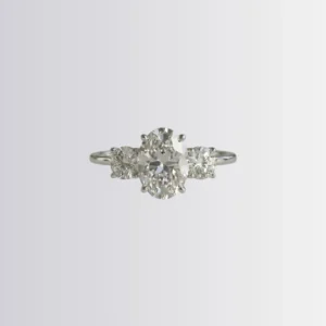 Lab Diamond Oval Trilogy - Round Engagement Ring