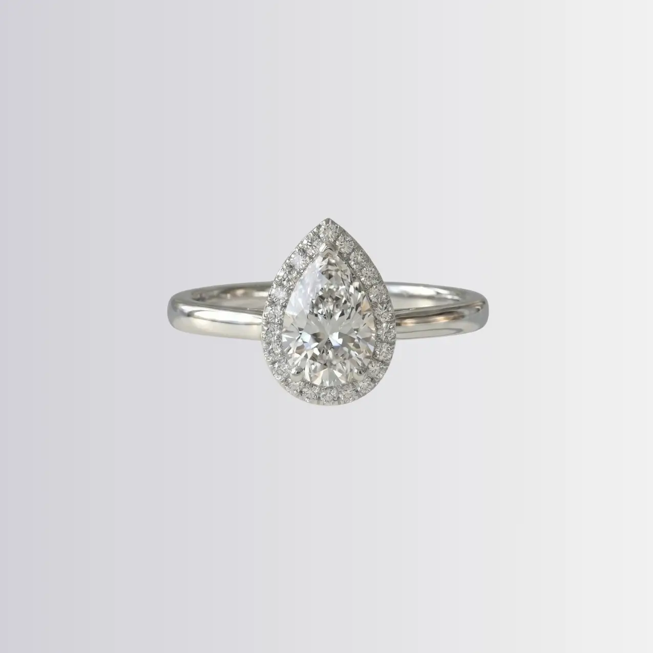 Lab Diamond Pear Halo Engagement Ring