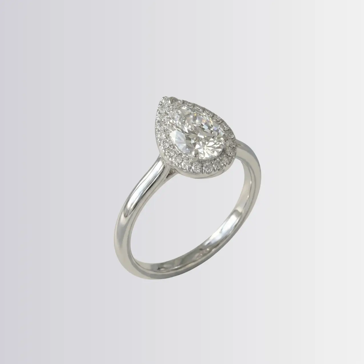 Lab Diamond Pear Halo Engagement Ring - Image 2