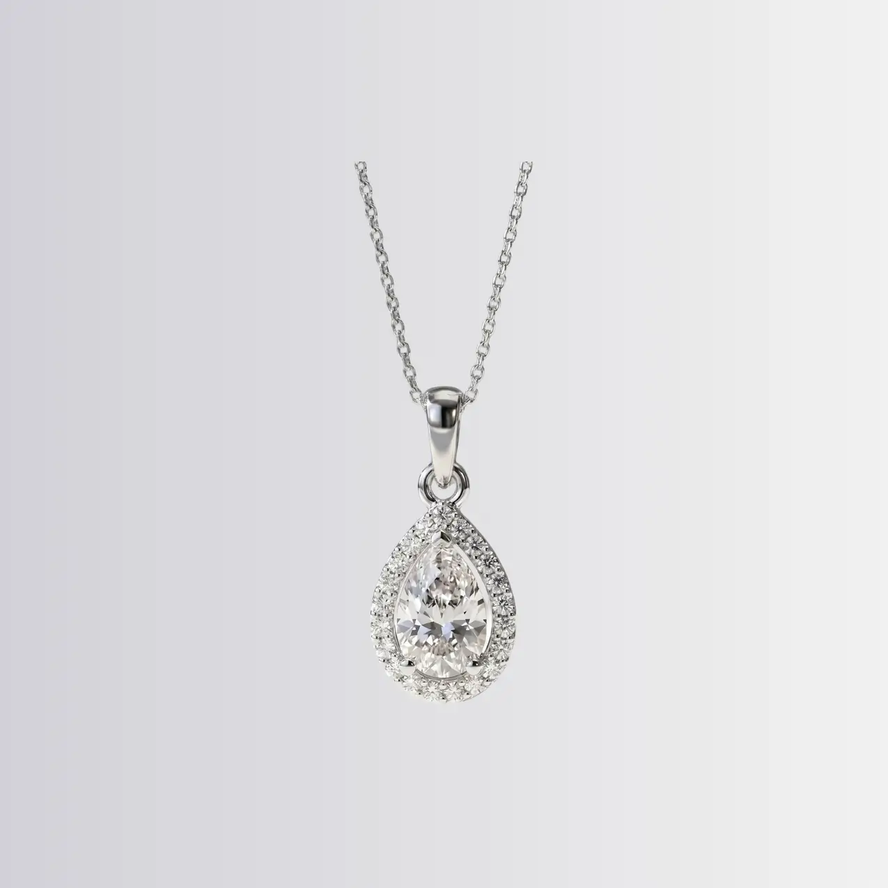 Lab Diamond Pear Halo Pendant