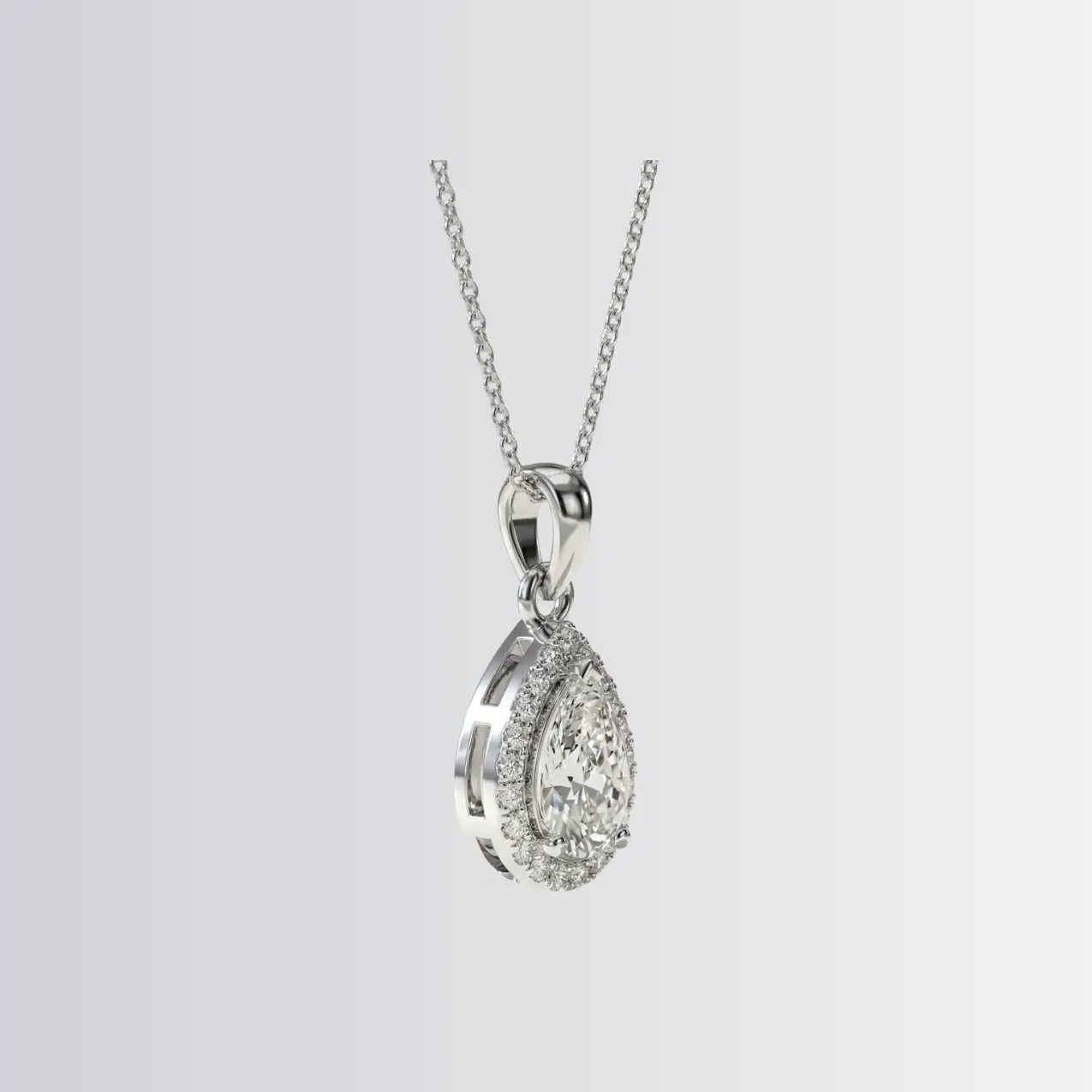 Lab Diamond Pear Halo Pendant - Image 2