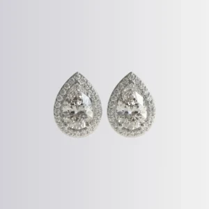 Lab Diamond Pear Halo Studs