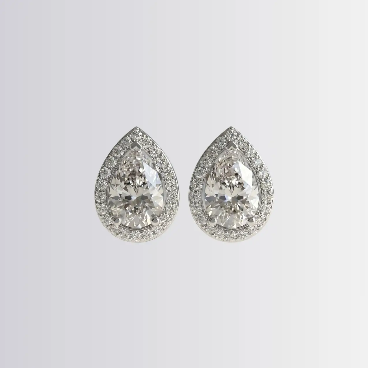Lab Diamond Pear Halo Studs