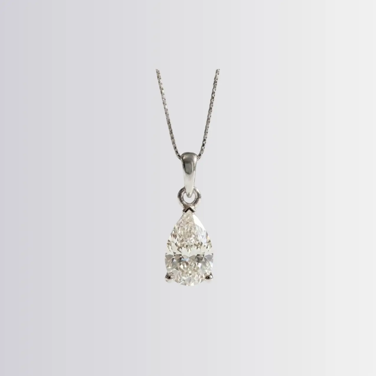 Lab Diamond Pear Solitaire Pendant